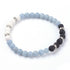 Bracciale Elastico in Angelite Naturale e Pietra Lavica - comunicazione e radicamento - Clorophilla Shop