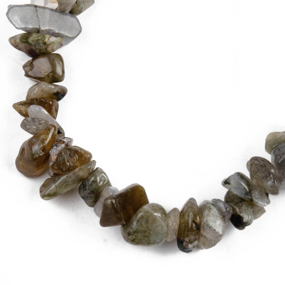Bracciale elastico in chips di Labradorite - Pensiero e Nostalgia - Clorophilla Shop
