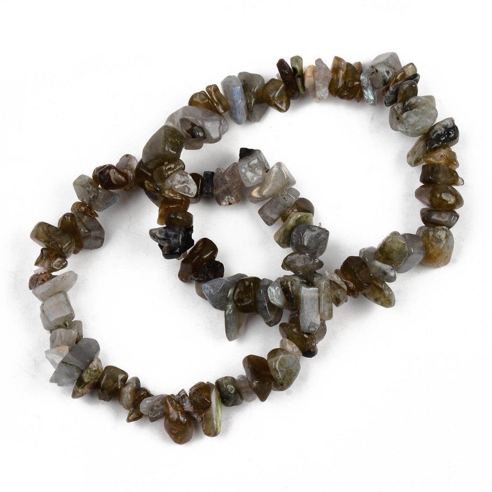 Bracciale elastico in chips di Labradorite - Pensiero e Nostalgia - Clorophilla Shop
