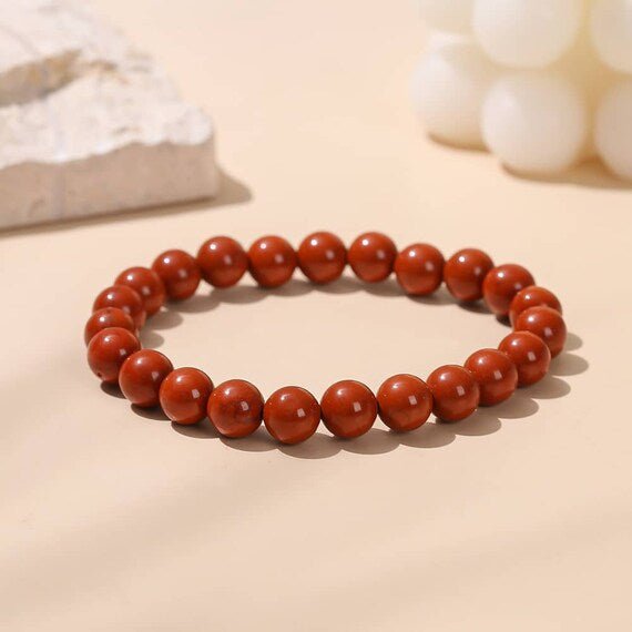 BRACCIALE ELASTICO IN DIASPRO ROSSO - Energia e vitalità - Clorophilla Shop