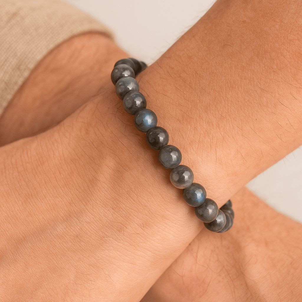 BRACCIALE ELASTICO IN LABRADORITE - Protezione e trasformazione - Clorophilla Shop