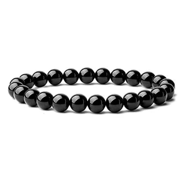 BRACCIALE ELASTICO IN ONICE NERO - Forza, protezione e radicamento - Clorophilla Shop