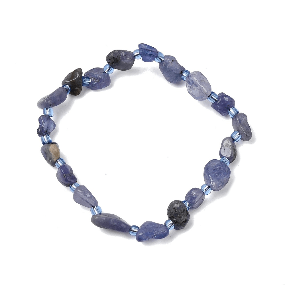 Bracciale Elastico in Pepite di Tanzanite - chiarezza mentale e serenità - Clorophilla Shop