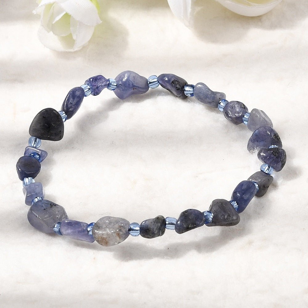 Bracciale Elastico in Pepite di Tanzanite - chiarezza mentale e serenità - Clorophilla Shop