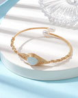 Bracciale in Acquamarina Naturale in rame dorato - serenità e comunicazione - Clorophilla Shop