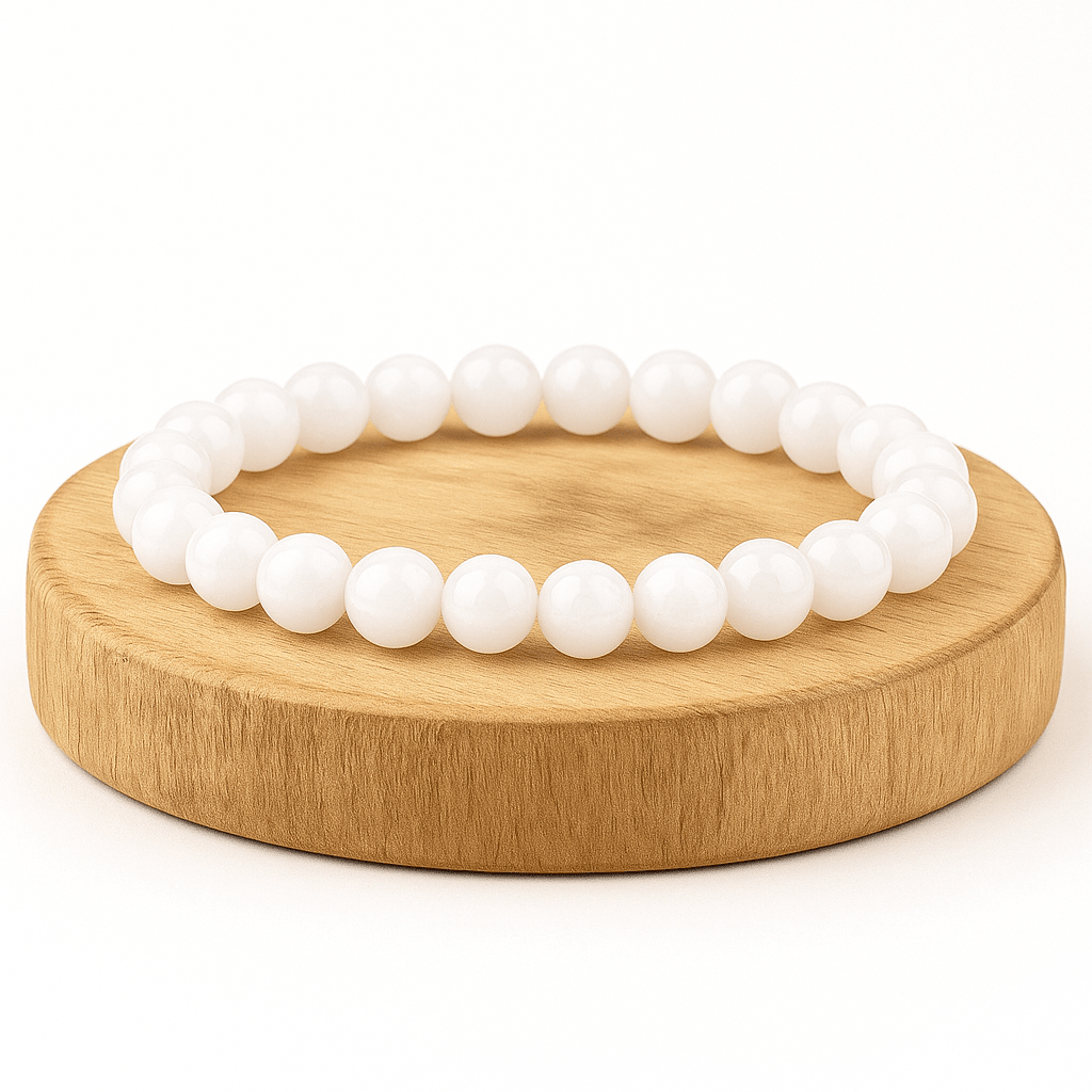 BRACCIALE IN AGATA BIANCA - Equilibrio e chiarezza interiore - Clorophilla Shop