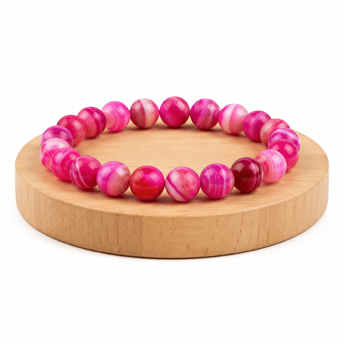 BRACCIALE IN AGATA FUXIA STRIATA - Energia positiva - Clorophilla Shop