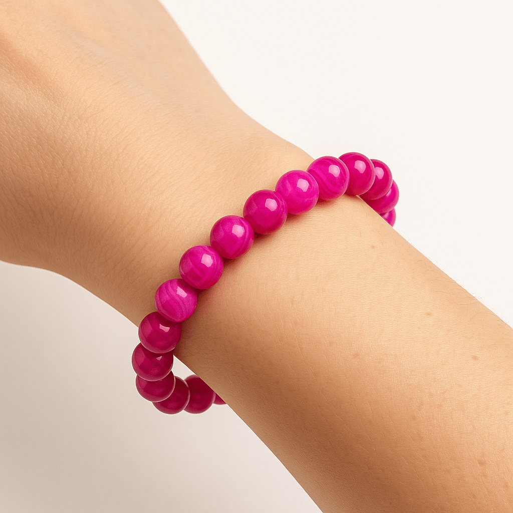 BRACCIALE IN AGATA FUXIA STRIATA - Energia positiva - Clorophilla Shop