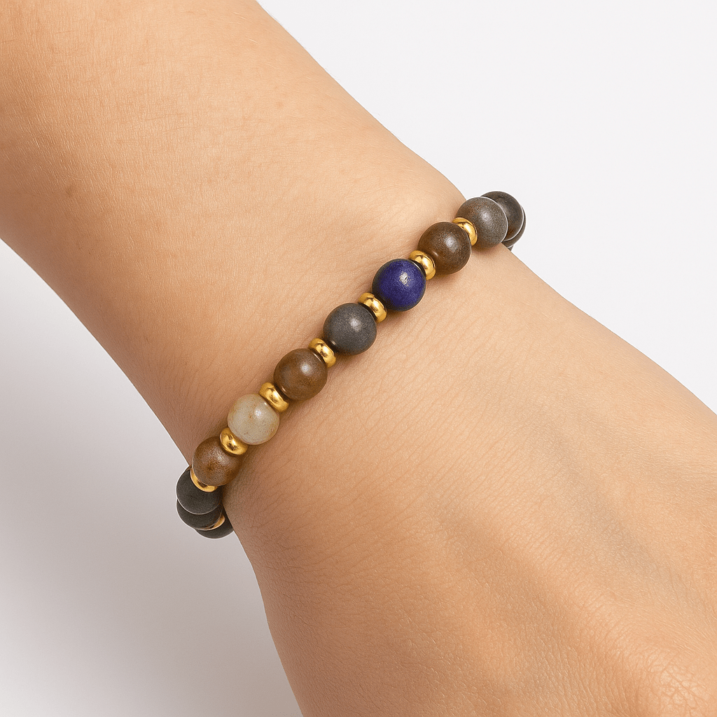 BRACCIALE IN AGATA INDIANA E OTTONE - Equilibrio ed evoluzione interiore - Clorophilla Shop