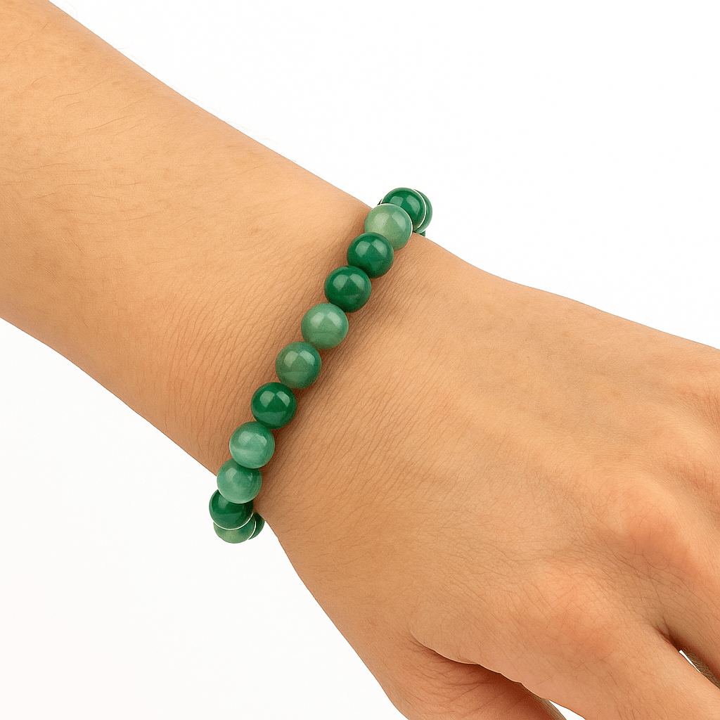 BRACCIALE IN AGATA VERDE STRIATA - Equilibrio interiore e stabilità emotiva - Clorophilla Shop