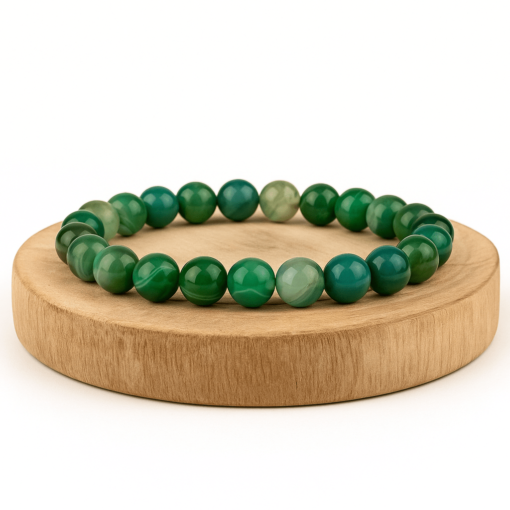 BRACCIALE IN AGATA VERDE STRIATA - Equilibrio interiore e stabilità emotiva - Clorophilla Shop