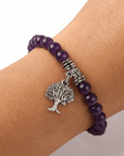 BRACCIALE IN AMETISTA CON ALBERO DELLA VITA - Calma e rilassamento - Clorophilla Shop