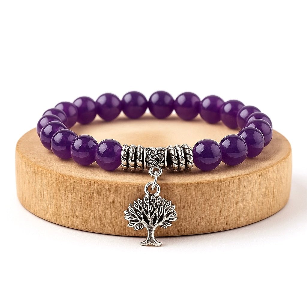 BRACCIALE IN AMETISTA CON ALBERO DELLA VITA - Calma e rilassamento - Clorophilla Shop