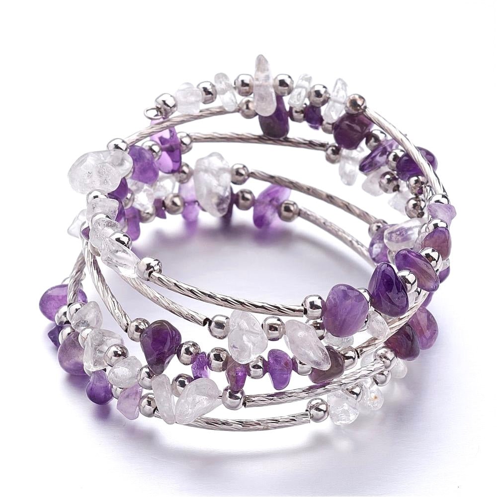 BRACCIALE IN AMETISTA TRIPLO GIRO - Calma e rilassamento - Clorophilla Shop