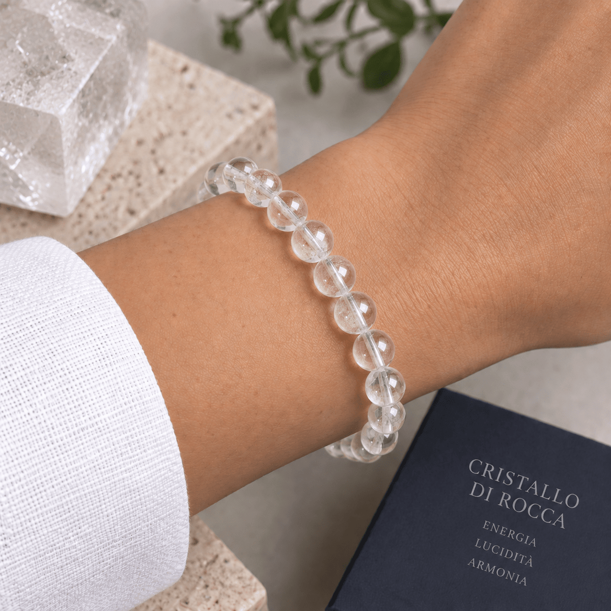 BRACCIALE IN CRISTALLO DI ROCCA - Chiarezza mentale ed equilibrio - Clorophilla Shop