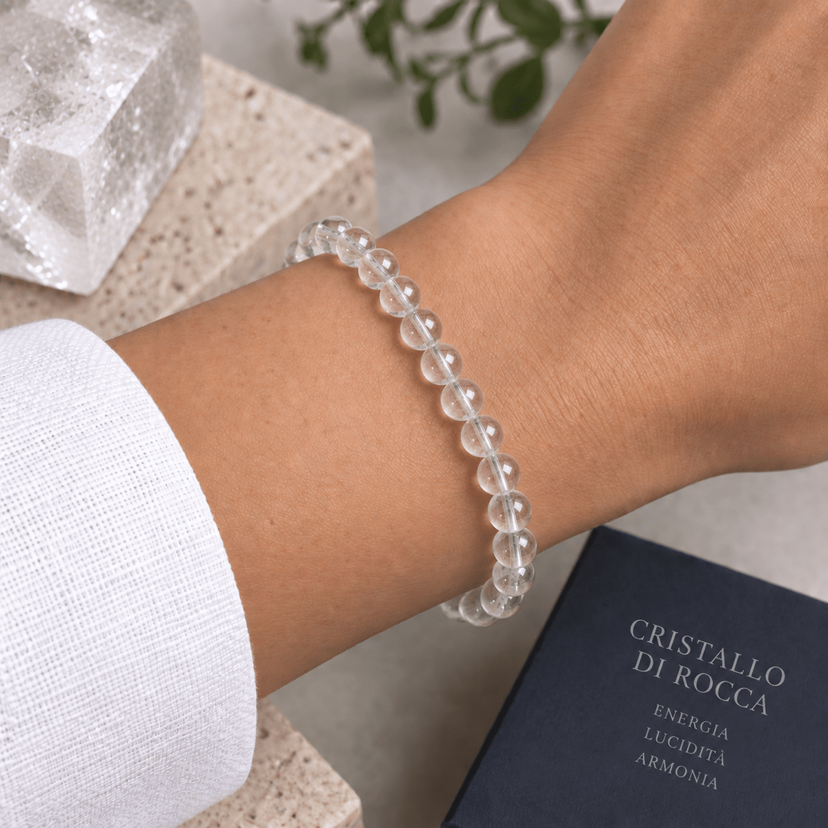 BRACCIALE IN CRISTALLO DI ROCCA - Chiarezza mentale ed equilibrio - Clorophilla Shop