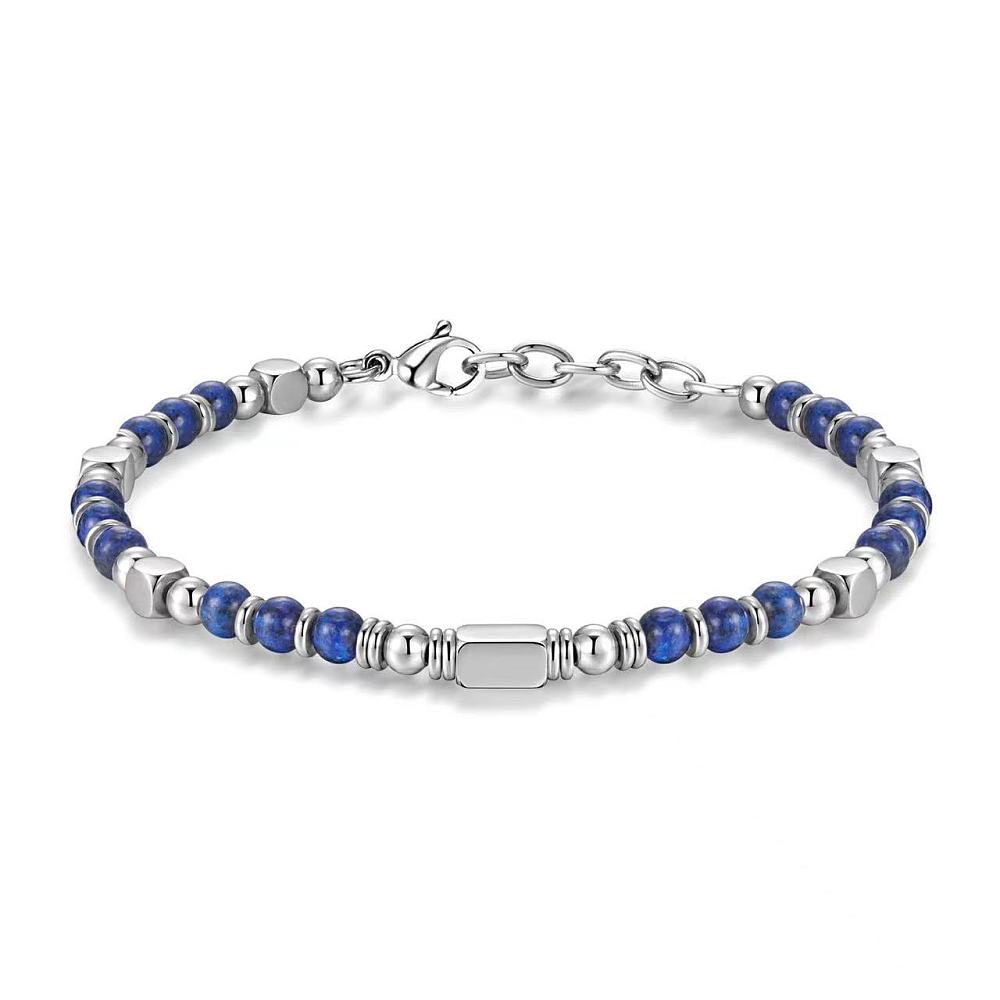 BRACCIALE IN LAPISLAZZULI E ACCIAIO INOX - Saggezza interiore e chiarezza mentale - Clorophilla Shop