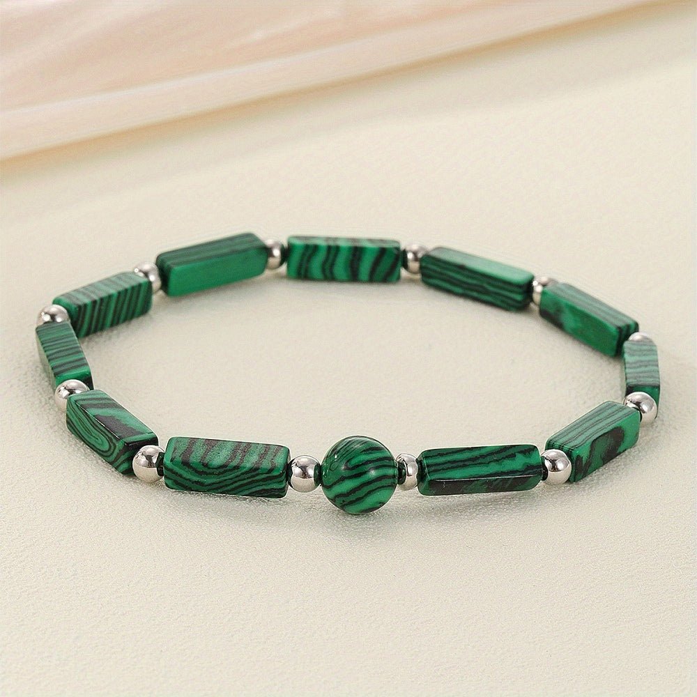 BRACCIALE IN MALACHITE sintetica - Trasformazione e Introspezione - Clorophilla Shop