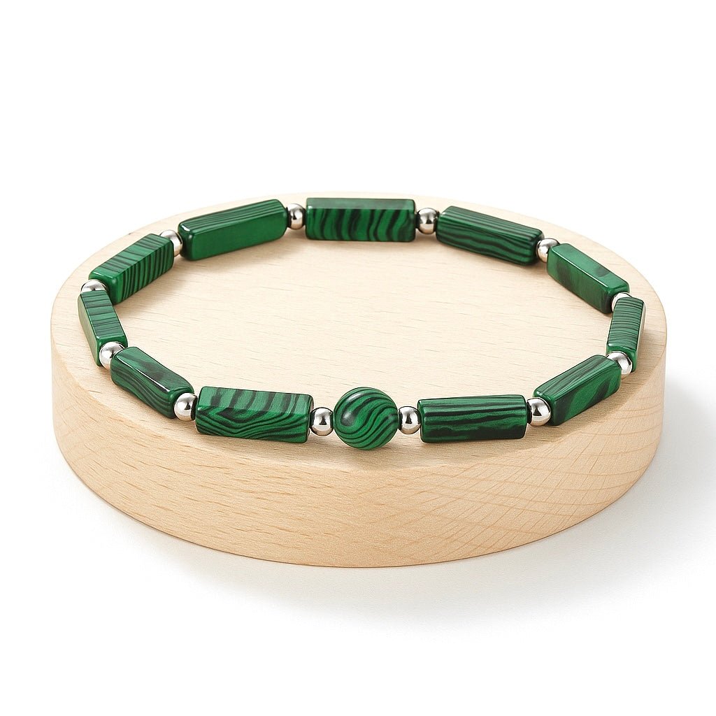 BRACCIALE IN MALACHITE sintetica - Trasformazione e Introspezione - Clorophilla Shop