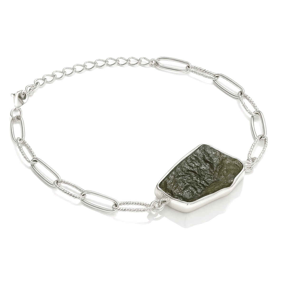 Bracciale in Moldavite Naturale in argento 925 regolabile - Confezione Regalo, garanzia - Clorophilla Shop