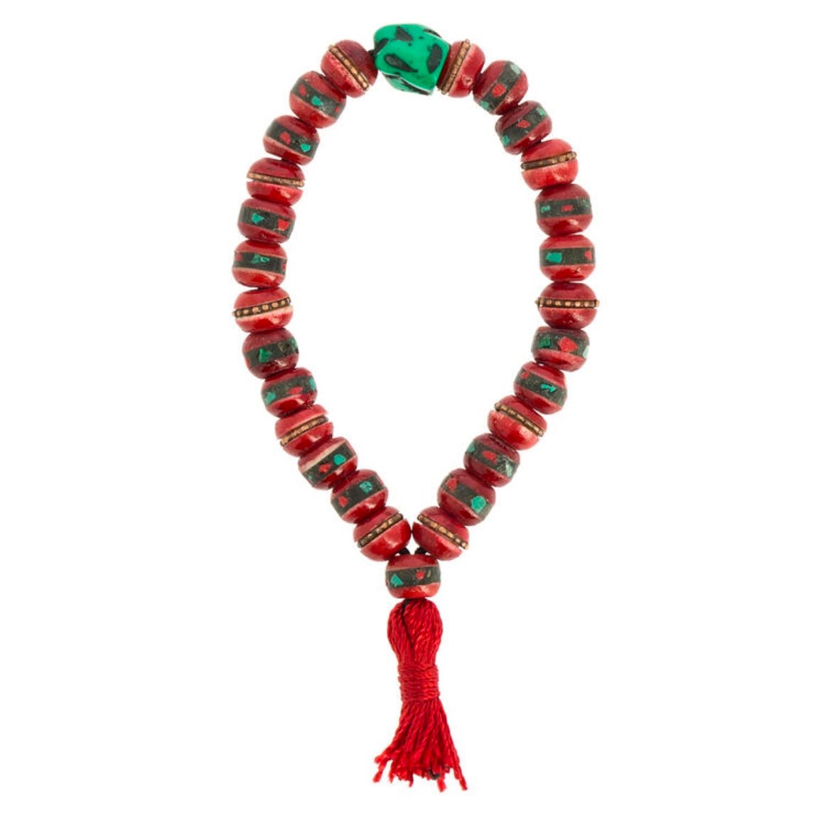 Bracciale in osso di Yak rosso decorato - Purezza, forza e coraggio - Clorophilla Shop