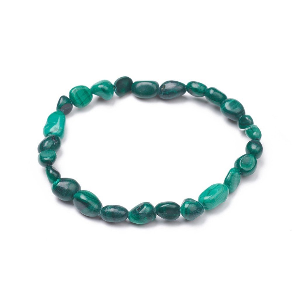 BRACCIALE IN PEPITE DI MALACHITE NATURALE - Trasformazione e Autoconsapevolezza - Clorophilla Shop