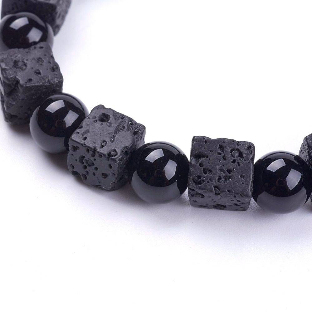 Bracciale in pietra lavica 7 chakra - Elastico - Clorophilla Shop