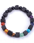 Bracciale in pietra lavica 7 chakra - Elastico - Clorophilla Shop