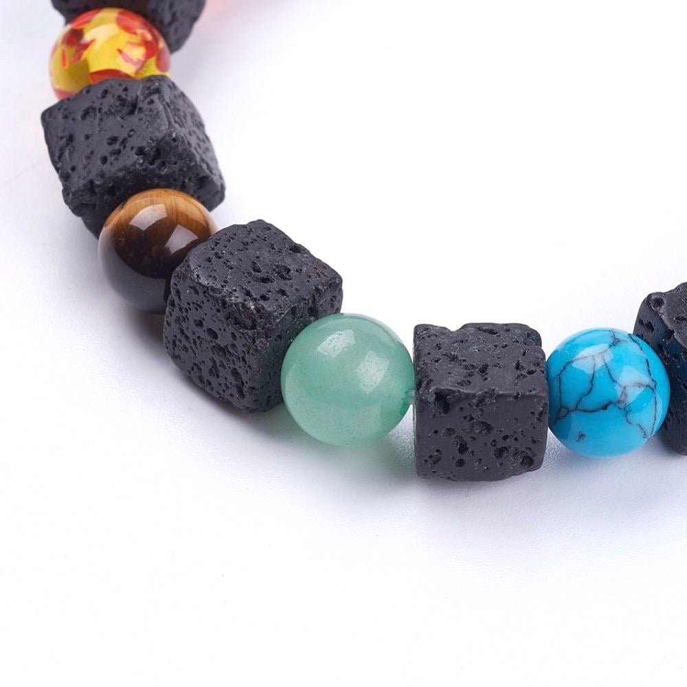 Bracciale in pietra lavica 7 chakra - Elastico - Clorophilla Shop