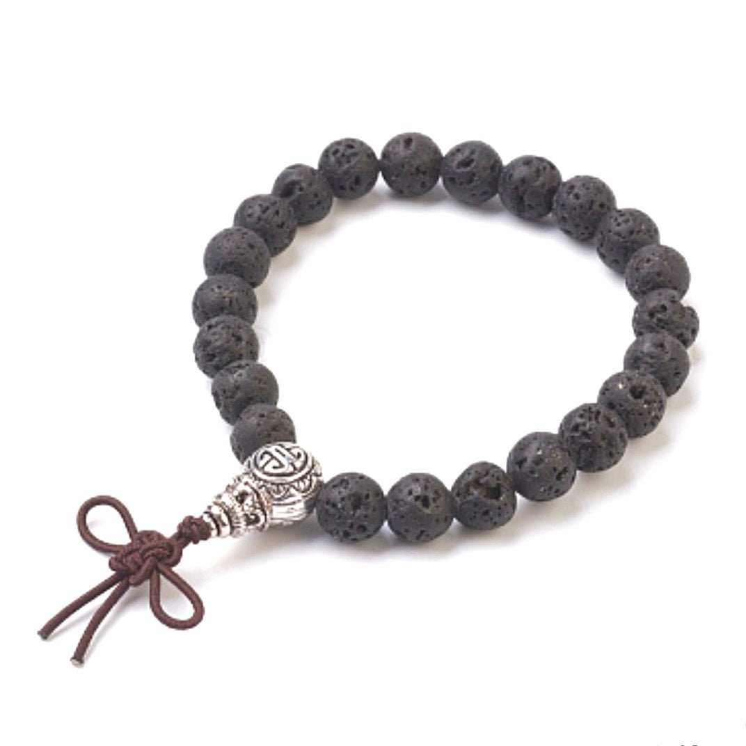 BRACCIALE IN PIETRA LAVICA CON PERLA GURU - Radicamento, forza e calma - Clorophilla Shop