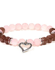 BRACCIALE IN QUARZO ROSA E QUARZO FRAGOLA CON CUORE - Calma e amore - Clorophilla Shop