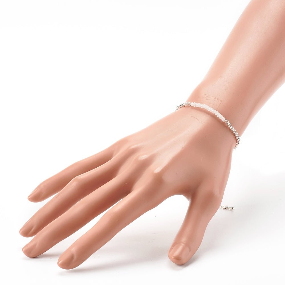 Bracciale in Quarzo Rosa Naturale Sfaccettato con Catena in Acciaio Inossidabile - Clorophilla Shop