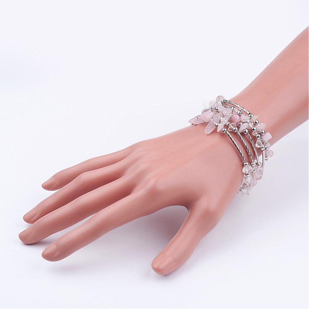 BRACCIALE IN QUARZO ROSA TRIPLO GIRO - Amore e armonia - Clorophilla Shop