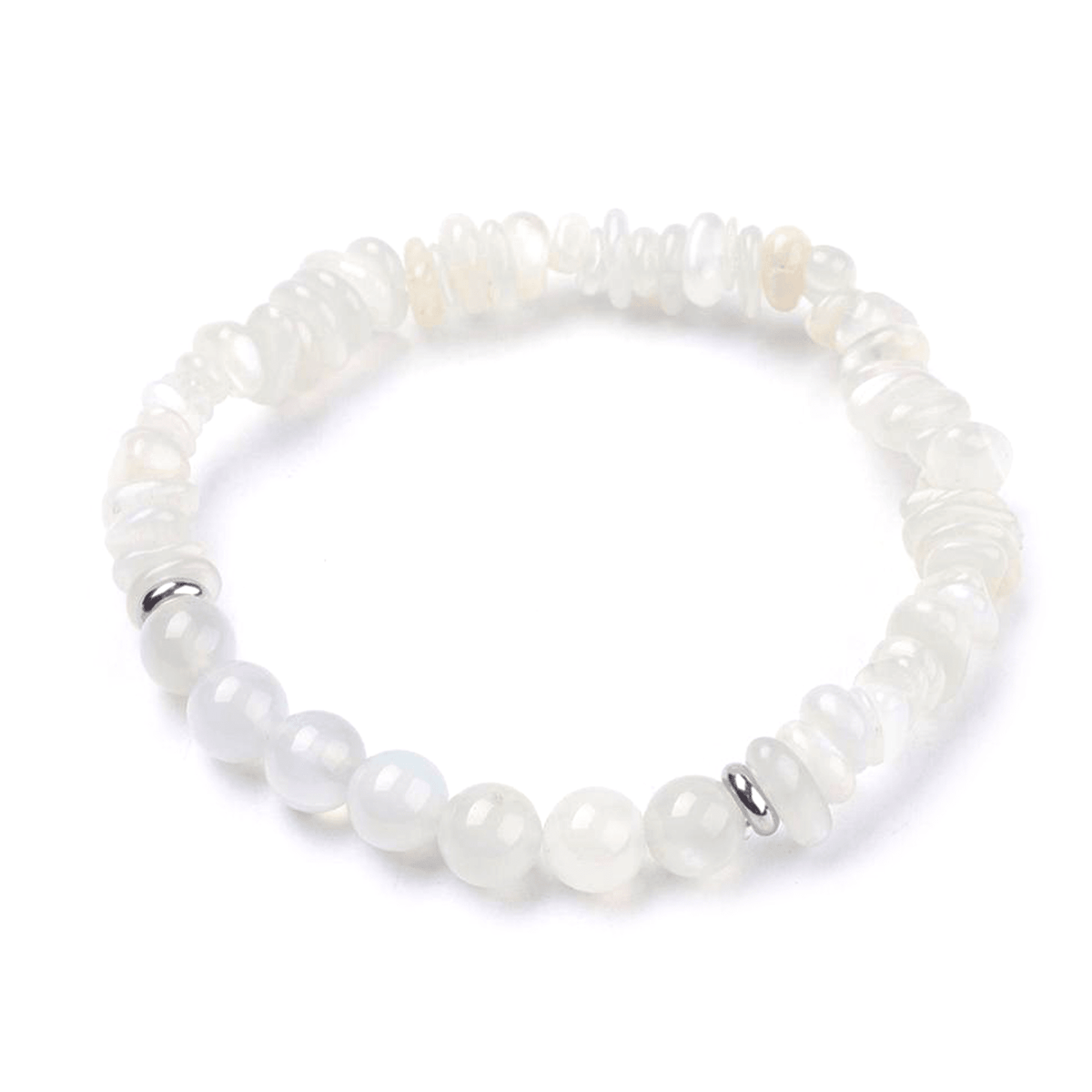 BRACCIALE PIETRA DI LUNA CHIPS E PERLE - Emozioni, calma e armonia - Clorophilla Shop