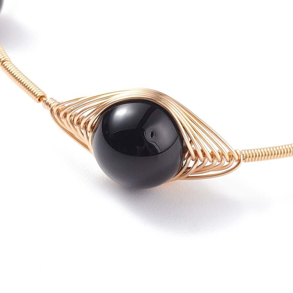 BRACCIALE RIGIDO IN OSSIDIANA NERA - Scudo energetico - Clorophilla Shop