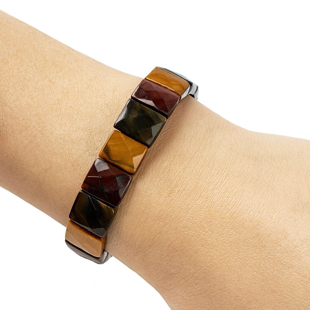 BRACCIALE SFACCETTATO IN OCCHIO DI TIGRE - Coraggio, forza e protezione - Clorophilla Shop