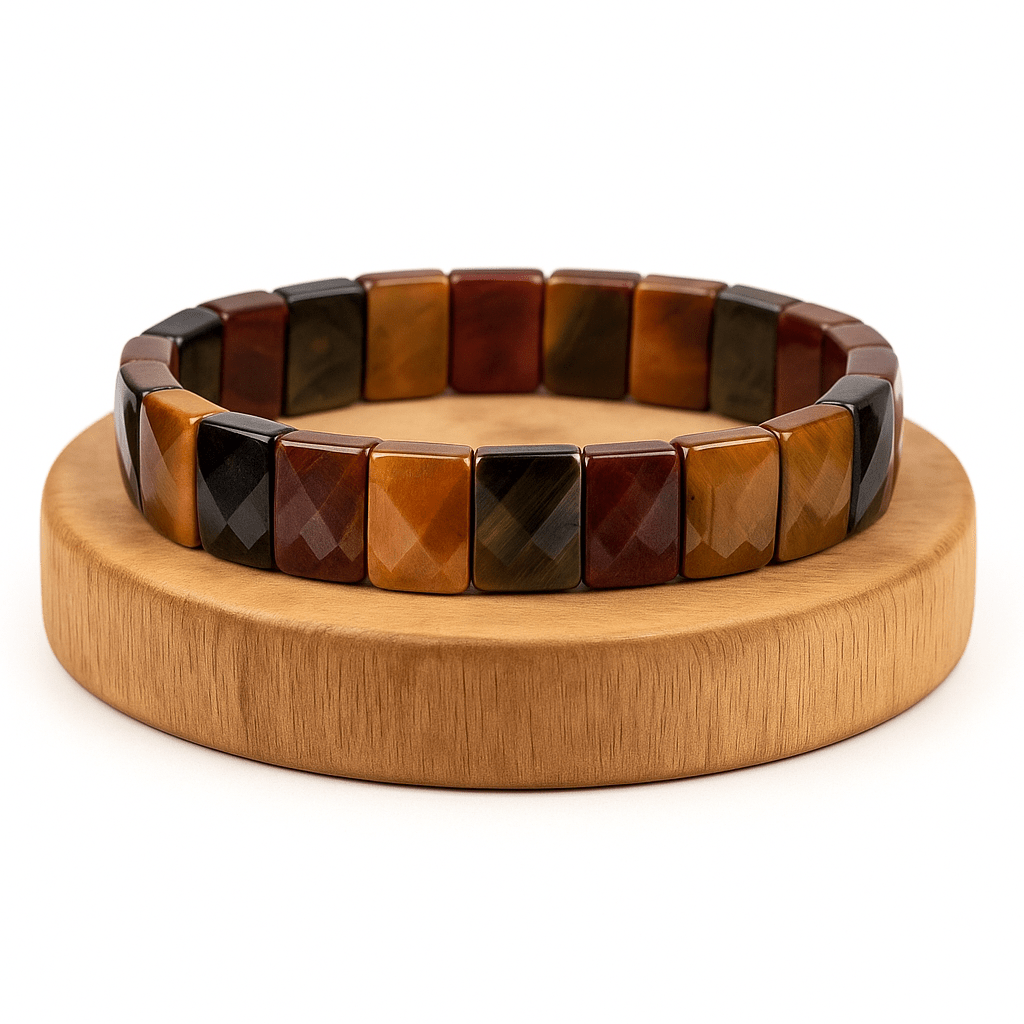 BRACCIALE SFACCETTATO IN OCCHIO DI TIGRE - Coraggio, forza e protezione - Clorophilla Shop