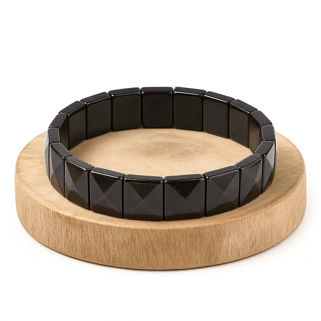 BRACCIALE SFACCETTATO IN OSSIDIANA NERA - Scudo energetico - Clorophilla Shop