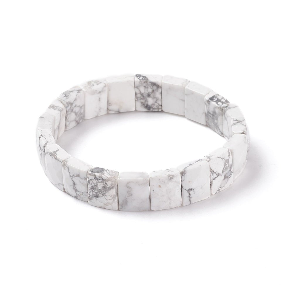 Bracciale sfaccettato in Pietra Howlite - PAZIENZA E COMUNICAZIONE SERENA - Clorophilla Shop