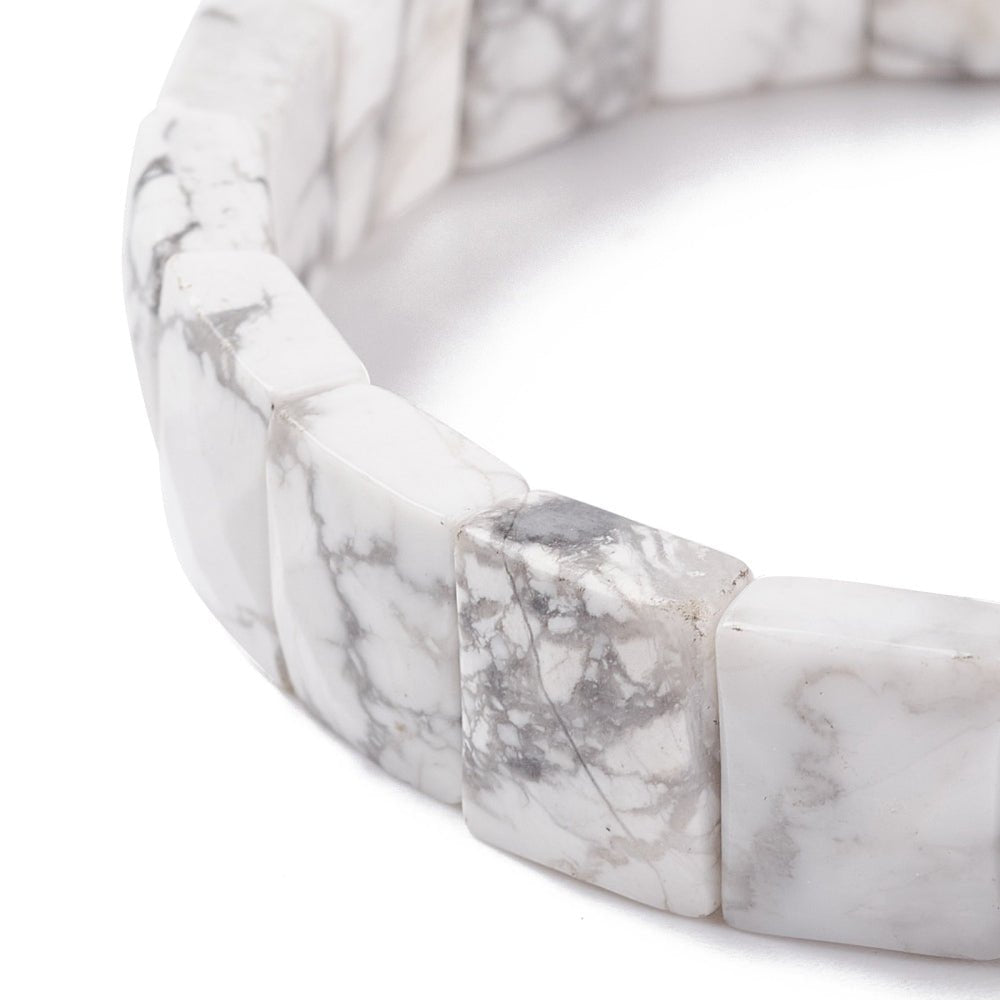 Bracciale sfaccettato in Pietra Howlite - PAZIENZA E COMUNICAZIONE SERENA - Clorophilla Shop