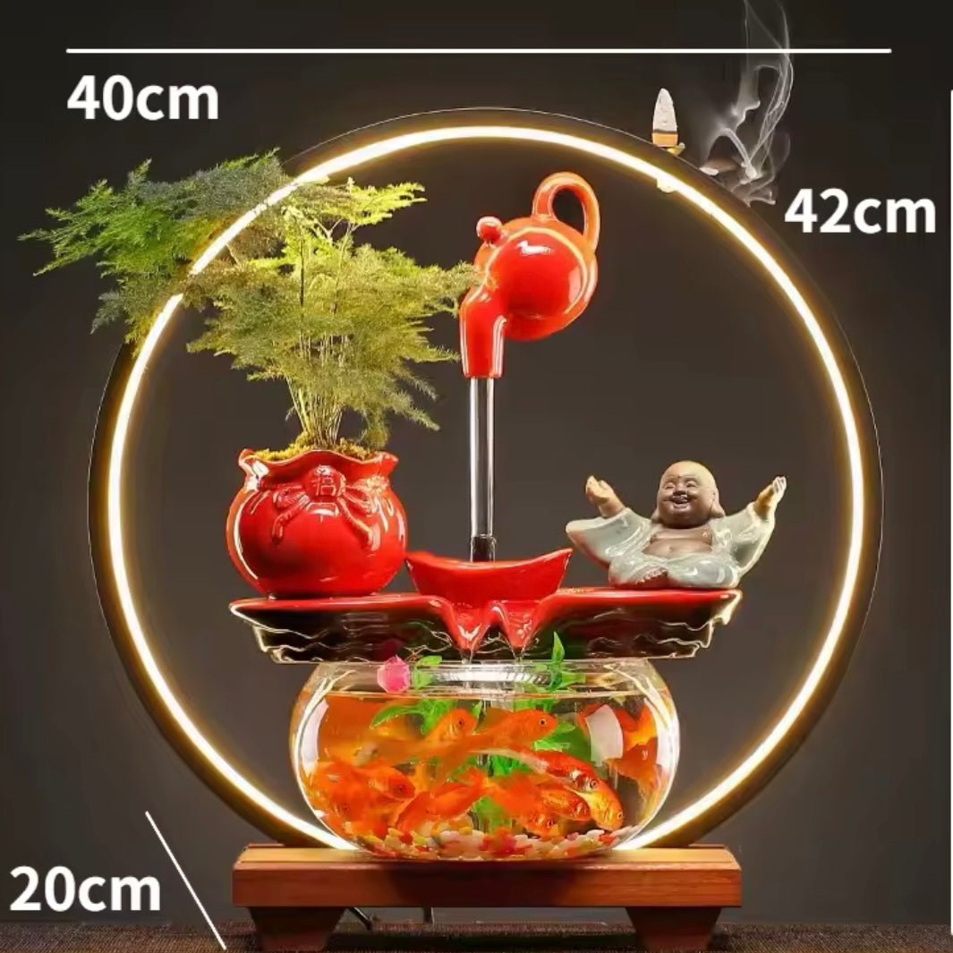 Bruciaincenso Lampada Zen Feng Shui, luce LED in Ceramica Acquario e teiera - Clorophilla Shop