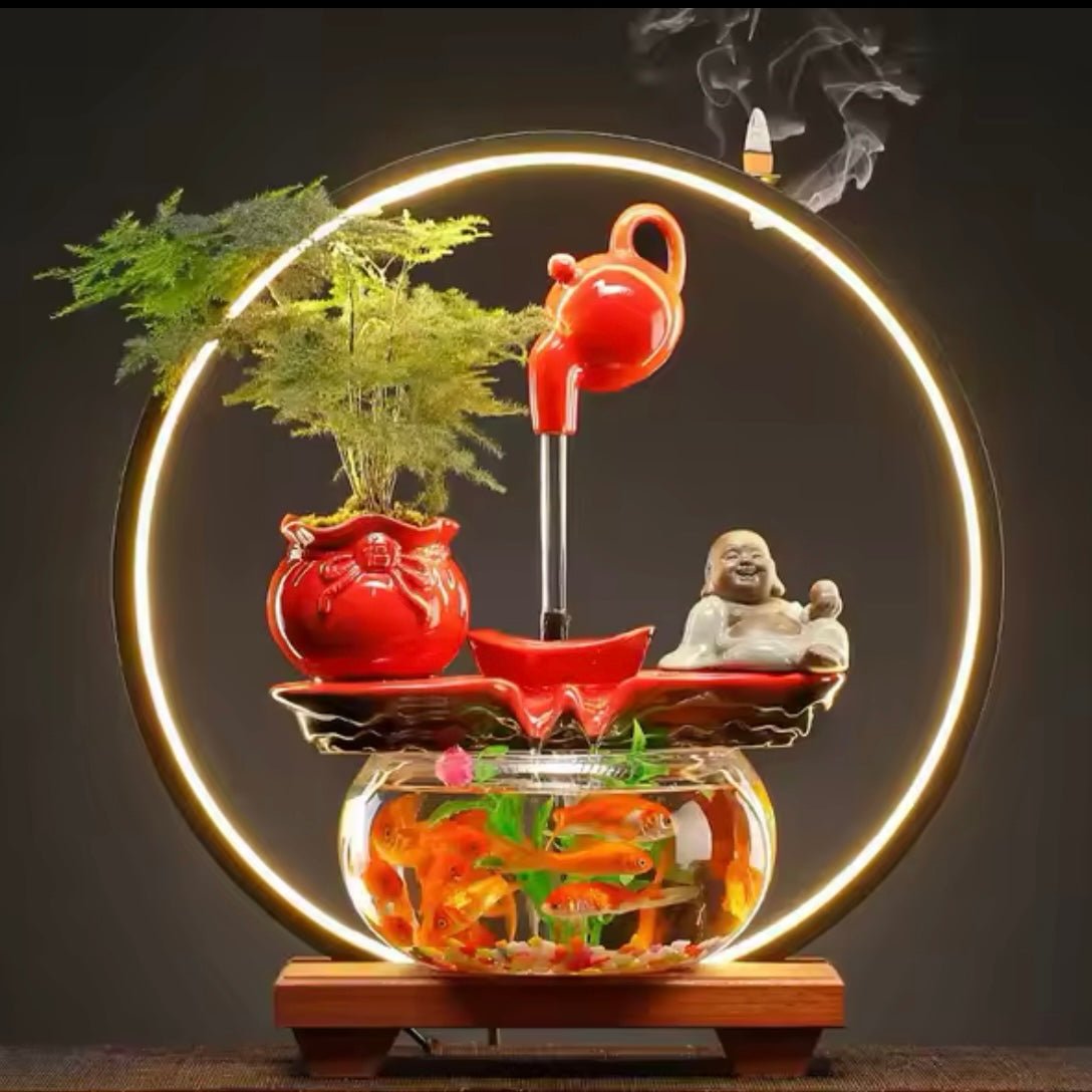 Bruciaincenso Lampada Zen Feng Shui, luce LED in Ceramica Acquario e teiera - Clorophilla Shop