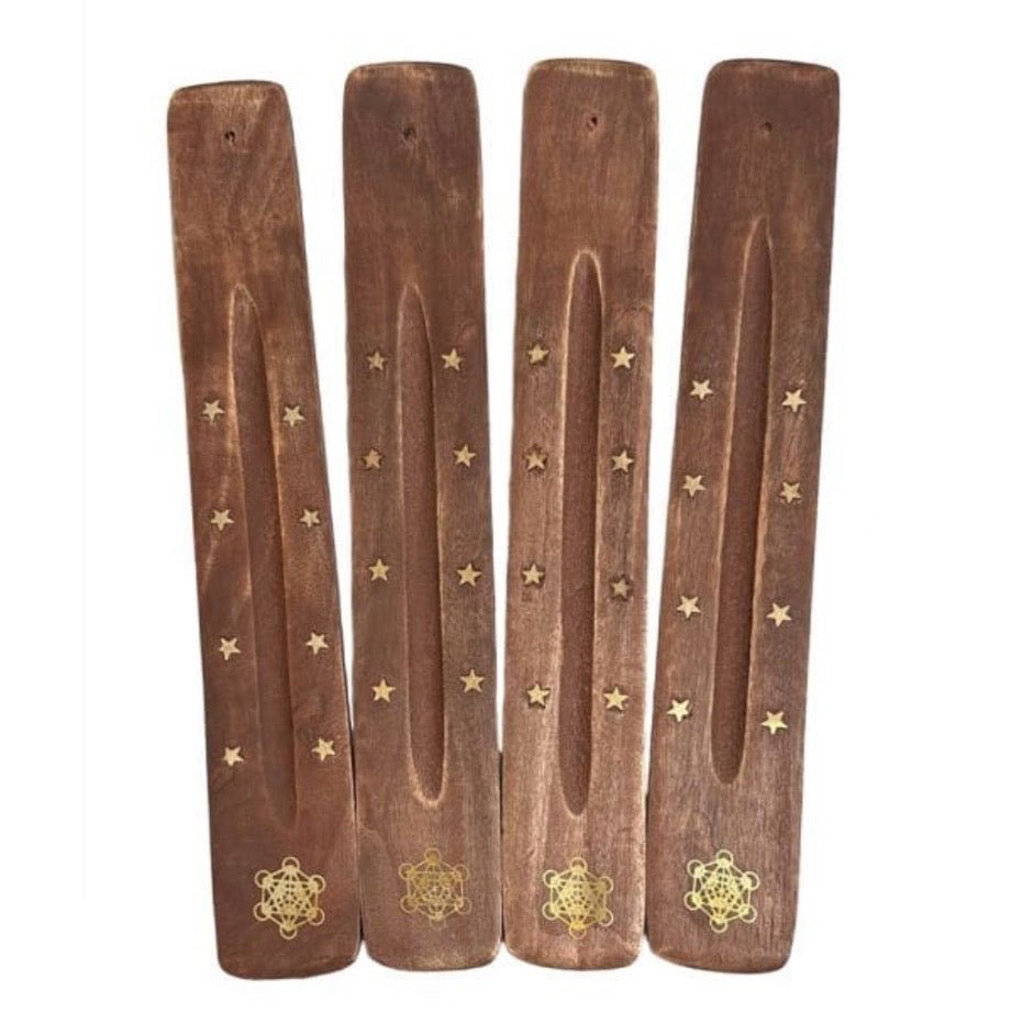Bruciaincenso Metatron in legno di mango per incenso in bastoncini - Portaincenso Stick 25cm - Clorophilla Shop