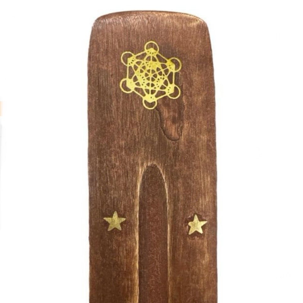 Bruciaincenso Metatron in legno di mango per incenso in bastoncini - Portaincenso Stick 25cm - Clorophilla Shop