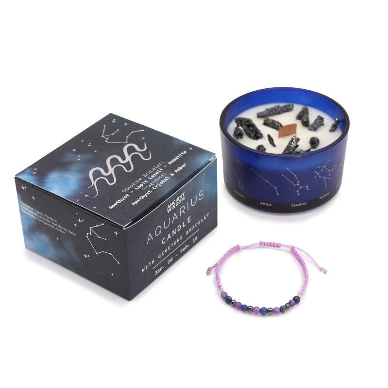 CANDELA ZODIACO CON BRACCIALE - Acquario - Clorophilla Shop