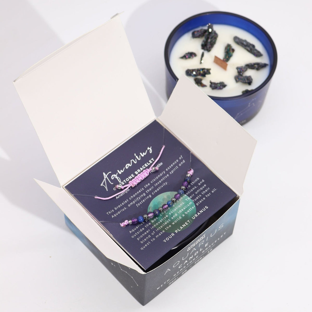 CANDELA ZODIACO CON BRACCIALE - Acquario - Clorophilla Shop