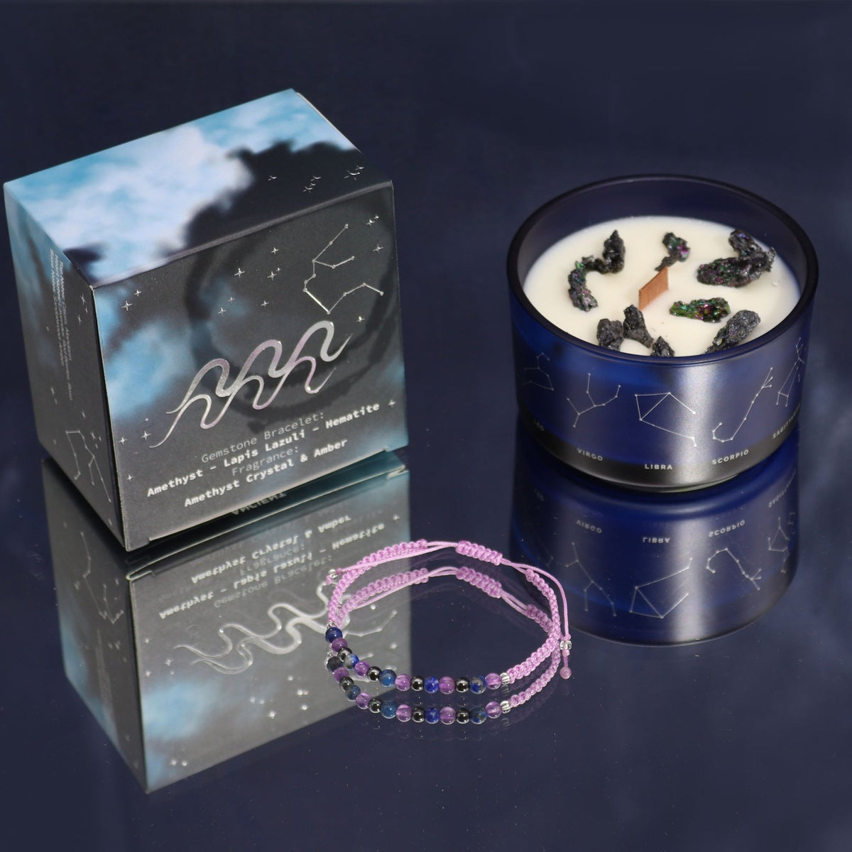 CANDELA ZODIACO CON BRACCIALE - Acquario - Clorophilla Shop