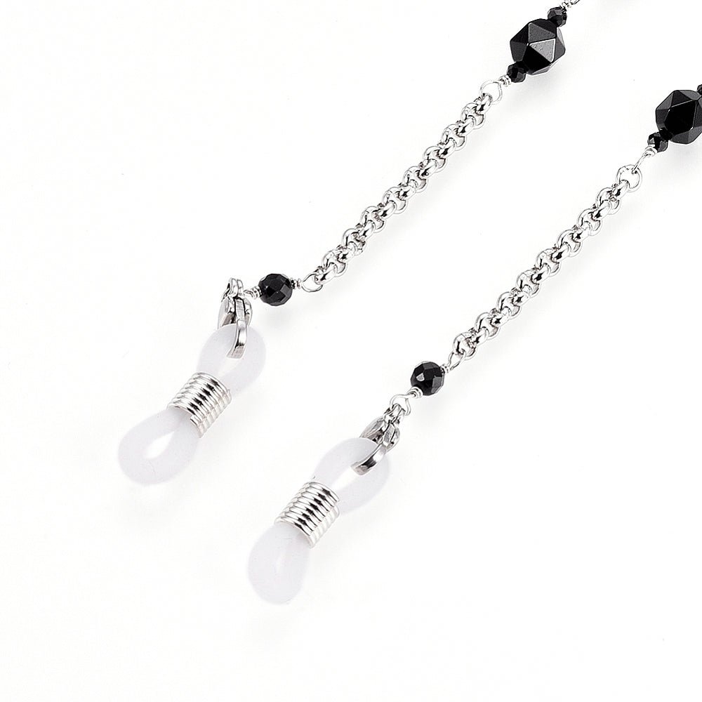 CATENELLA OCCHIALI CON AGATA NERA - Protezione e stabilità - Clorophilla Shop