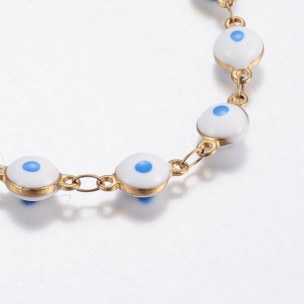 Cavigliera Nazar amuleto occhio di Allah in acciaio inox - Protezione malocchio - Clorophilla Shop