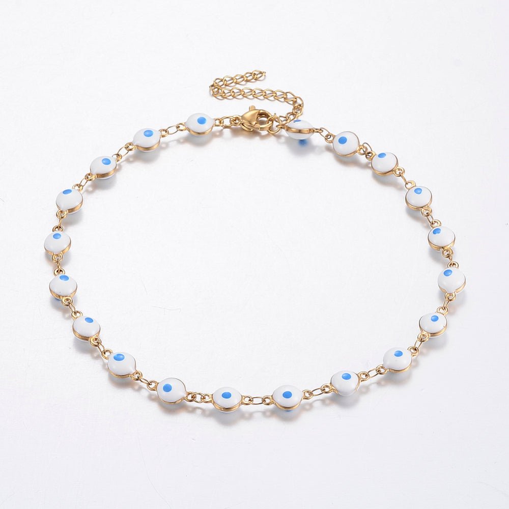 Cavigliera Nazar amuleto occhio di Allah in acciaio inox - Protezione malocchio - Clorophilla Shop
